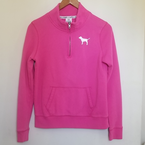 PINK Victoria's Secret Tops - Victoria's Secret Love Pink Half Zip Pullover